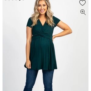 PinkBlush Forest Green Draped Front Maternity/Nursing Top Size XL